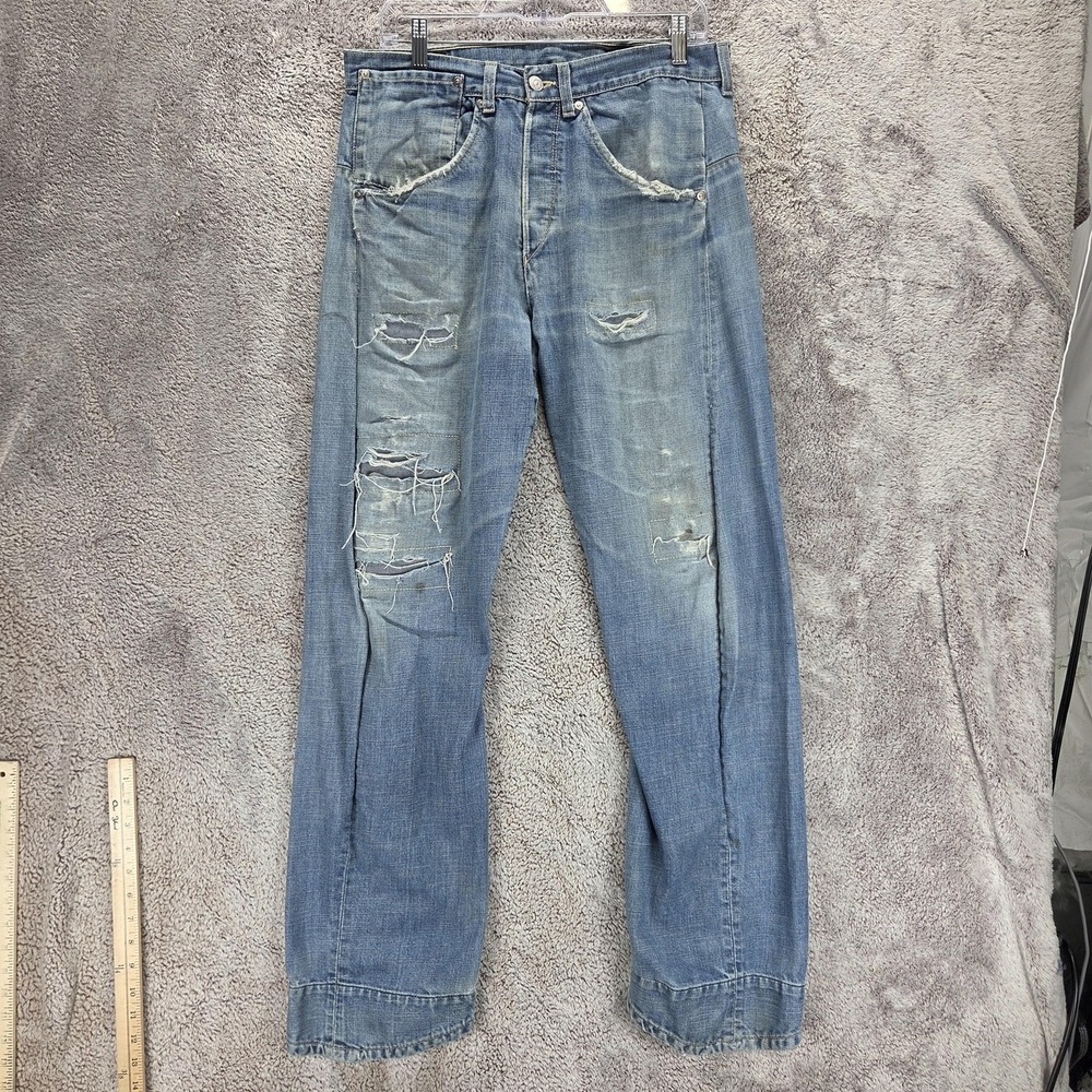 Vintage Levis Engineered Jeans Mens Blue Twisted Button Fly Thrashed Fits 32x30